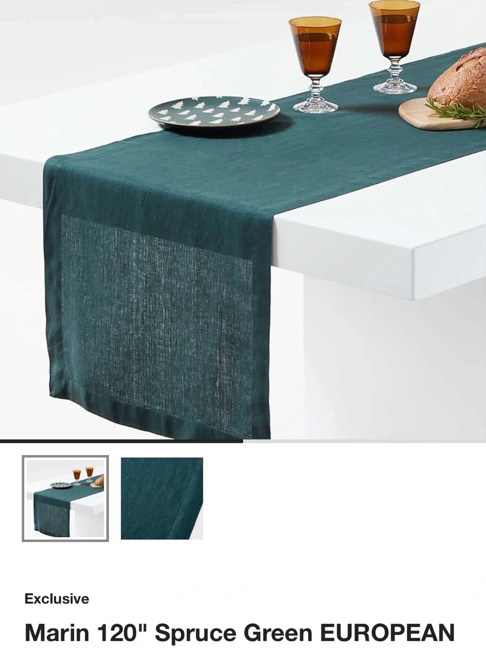 Crate&Barrel Marin European Flax Linen Table Runner